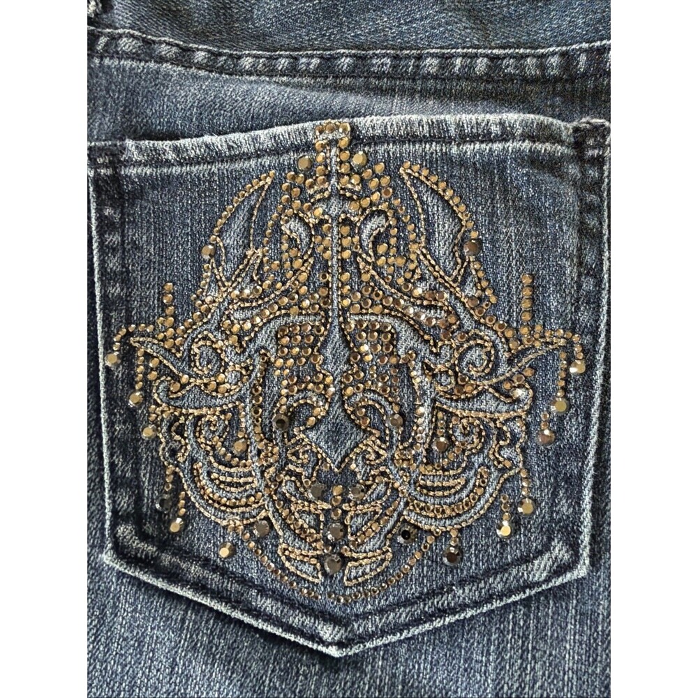 Y2K Express Jeans Womens Stella Boot Cut Denim 6 Embroidered Rhinestone Pockets
